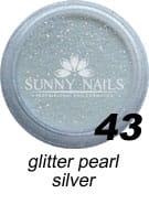 43. Akryl w proszku SUNNY NAILS  glitter pearl silver 3 ml