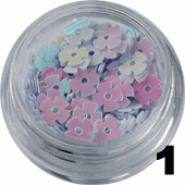 1. Ozdoba do paznokci bratki białe opalizujące w woreczku 1g