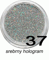 Brokat do paznokci srebrny hologram w woreczku 1g - 37