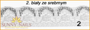 2.Koronka do zdobienia paznokci biała ze srebrnym 20 cm