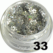 Kwiatki z dziurką srebrny hologram 100 szt. - 33