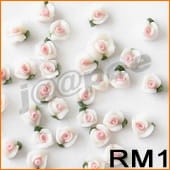 Ozdoba do paznokci Mini Różyczki akrylowe białe 10 sztuk - RM1