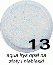 Brokat do paznokci  aqua irys opalizujący na złoty i niebieski w pojemniczku 3ml - 13
