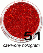 Brokat do paznokci czerwony hologram w pojemniczku 3ml - 51