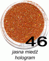 Brokat do paznokci jasna miedź hologram w pojemniczku 3ml - 46