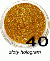 Brokat do paznokci złoty hologram w pojemniczku 3ml - 40