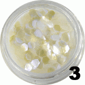 Ozdoba do paznokci Hologramy Normal białe aqua opalizujące na żółto w pojemniczku 5ml- 3