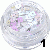 Kwadraty z dziurką do zdobienia paznokci białe opalizujące 5ml - 1