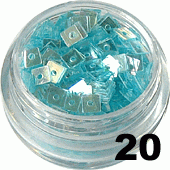 Kwadraty z dziurką do zdobienia paznokci błękitne aqua 5ml - 20