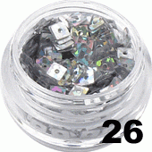 Kwadraty z dziurką do zdobienia paznokci srebrne hologram 5ml - 26