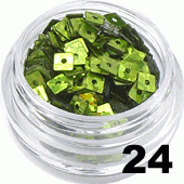 Kwadraty z dziurką do zdobienia paznokci zielone hologram 5ml - 24