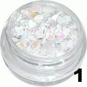 Ozdoba do paznokci Serduszka pełne białe w pojemniczku 5ml - 1