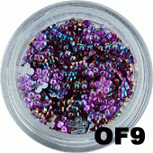 Cyrkonie hologramowe kwiatuszki ciemne fioletowe OF09 45 szt.