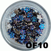 Cyrkonie hologramowe kwiatuszki granatowe OF10 45 szt.