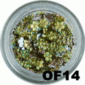 Cyrkonie hologramowe kwiatuszki jasne zielone OF14 45 szt.