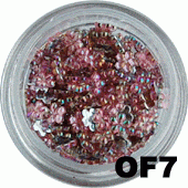 Cyrkonie hologramowe kwiatuszki jasne różowe OF07 45 szt.