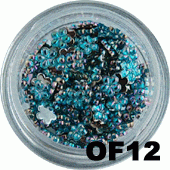 Cyrkonie hologramowe kwiatuszki turkusowe OF12 45 szt.
