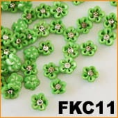 2.Kwiatki FIMO z cyrkonią zielone FKC11 1 szt.