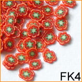 Ozdoba do paznokci FIMO Kwiatki czerwono- seledynowe - FK4
