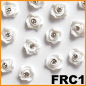 Ozdoba do paznokci FIMO Różyczka z cyrkonią biała - FRC1