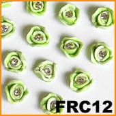Ozdoba do paznokci FIMO Różyczka z cyrkonią pistacjowa - FRC12