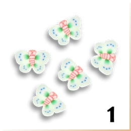 1. Zdobienia do paznokci FIMO motylki zielono-niebieskie 10 szt.