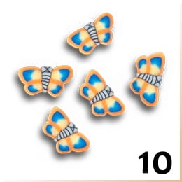 10.Zdobienia do paznokci FIMO motylki żółto - niebieskie 10 szt.
