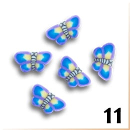 11.Zdobienia do paznokci FIMO motylki fioletowo - niebieskie 10 szt.