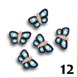 12.Zdobienia do paznokci FIMO motylki czarno - niebieskie 10 szt.