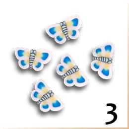 3. Zdobienia do paznokci FIMO motylki żółto-niebieskie 10 szt.