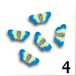 4. Zdobienia do paznokci FIMO motylki niebiesko-żółte 10 szt.
