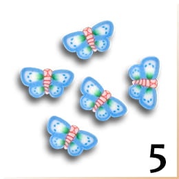 5.Zdobienia do paznokci FIMO motylki niebiesko-białe 10 szt.