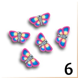 6.Zdobienia do paznokci FIMO motylki niebiesko-różowe 10 szt