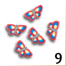 9.Zdobienia do paznokci FIMO motylki czerwone 10 szt.