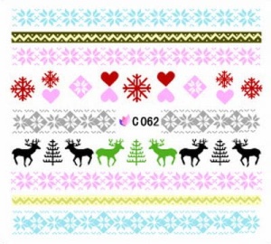 C062. Naklejki wodne do paznokci - zimowe, świąteczne