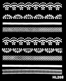 Naklejka koronka do paznokci - HL209 White