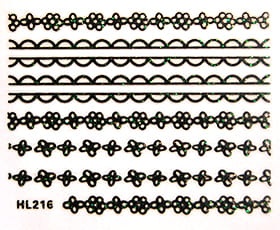 Naklejka koronka do paznokci - HL216 Black