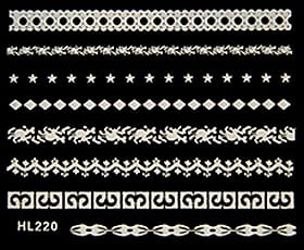 Naklejka koronka do paznokci - HL220 White