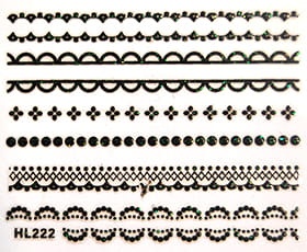 Naklejka koronka do paznokci - HL222 Black