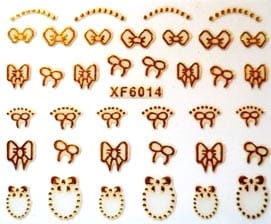 Naklejki na paznokcie złote kokardki XF6014