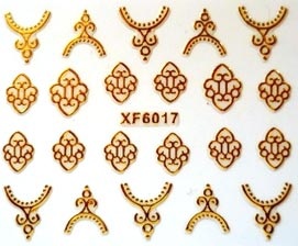 Naklejki na paznokcie złote naszyjnik XF6017