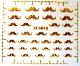 Naklejki na paznokcie złote wąsy XF6018