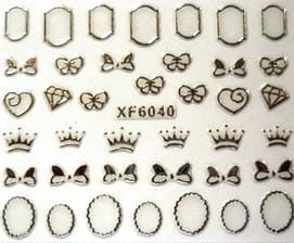 Naklejki na paznokcie srebrne mix XF6040