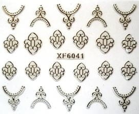 Naklejki na paznokcie srebrne naszyjnik XF6041