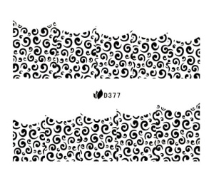 Naklejki wodne do paznokci - D377 Black