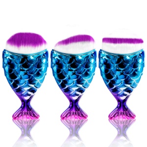 Pędzelek do podkładu lub usuwania pyłu rybka mini niebieska - zestaw 3 szt.