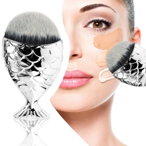 Duży pędzelek do podkładu "rybka" srebrny