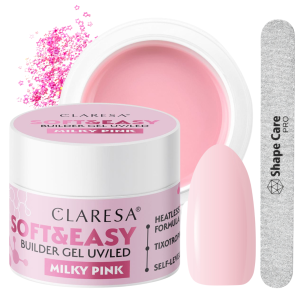 CLARESA Żel SOFT&EASY BUILDER GEL MILKY PINK 45G + GRATISY