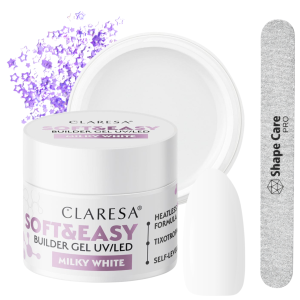 CLARESA Żel bud. SOFT&EASY BUILDER MILKY WHITE 45G + GRATISY