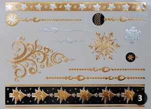 TATUAŻE METALICZNE DO OZDABIANIA SKÓRY WODOODPORNE ARKUSZ 21 × 15 CM